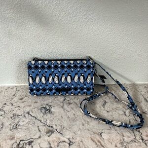 Vera Bradley Blue and Black Crossbody Bag with Intricate Pattern